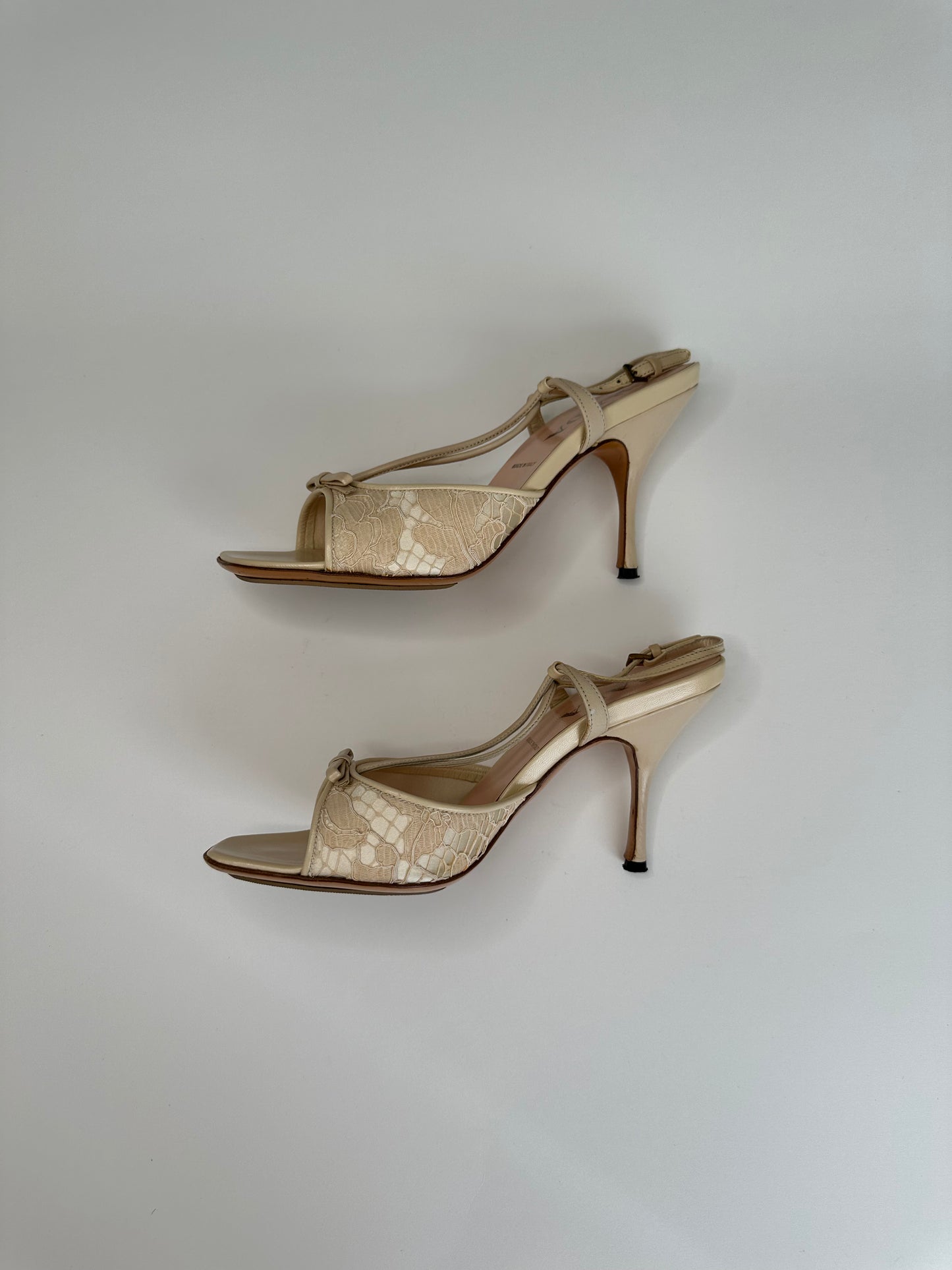 Prada Cream Lace Strappy Sandals 37.5
