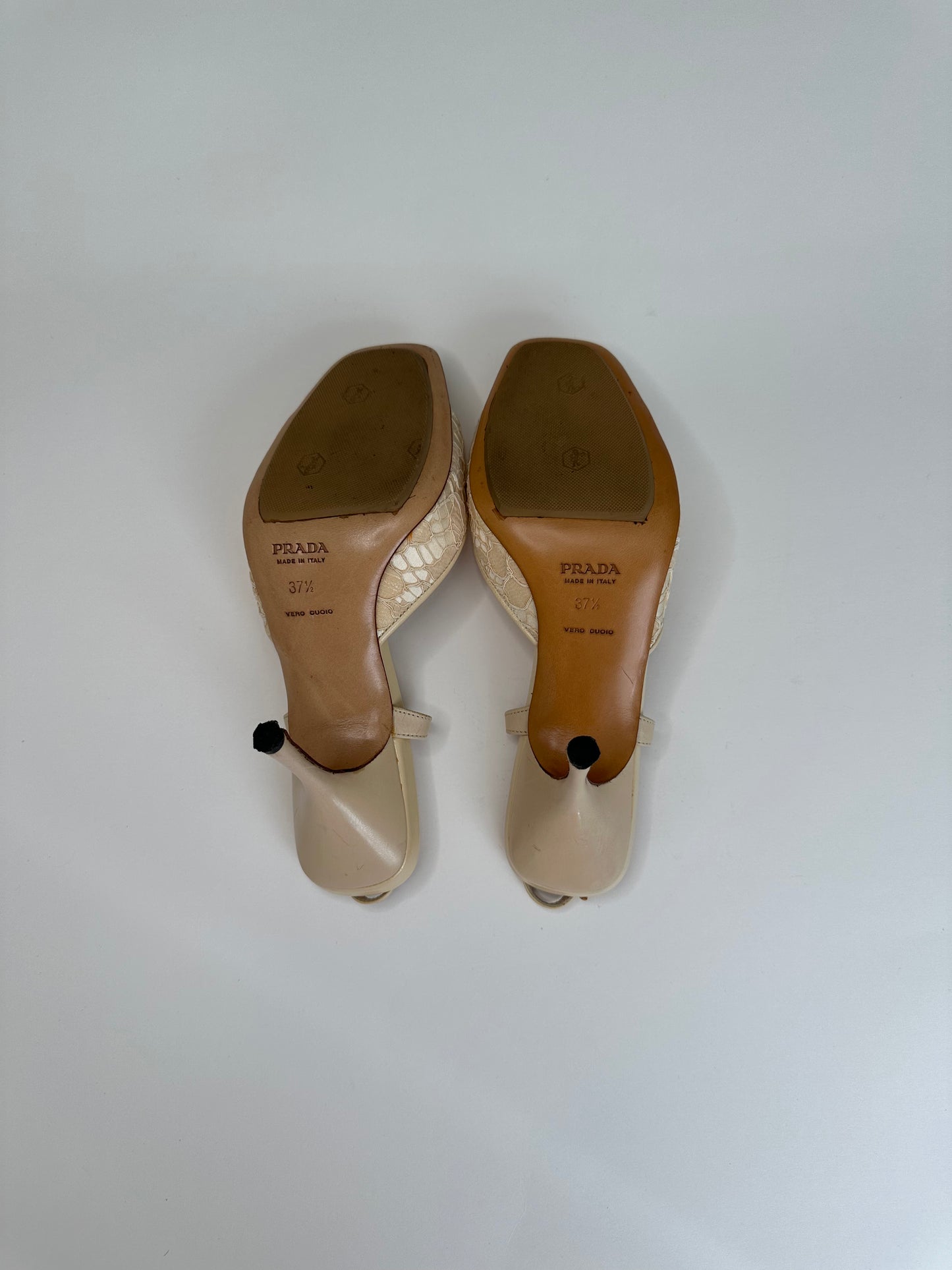 Prada Cream Lace Strappy Sandals 37.5