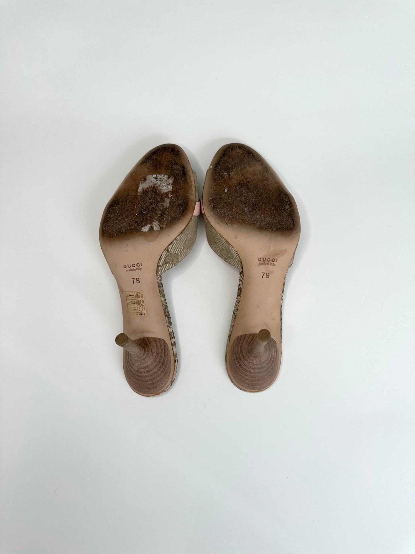 Gucci Monogram Pink Horsebit Sandals US 7