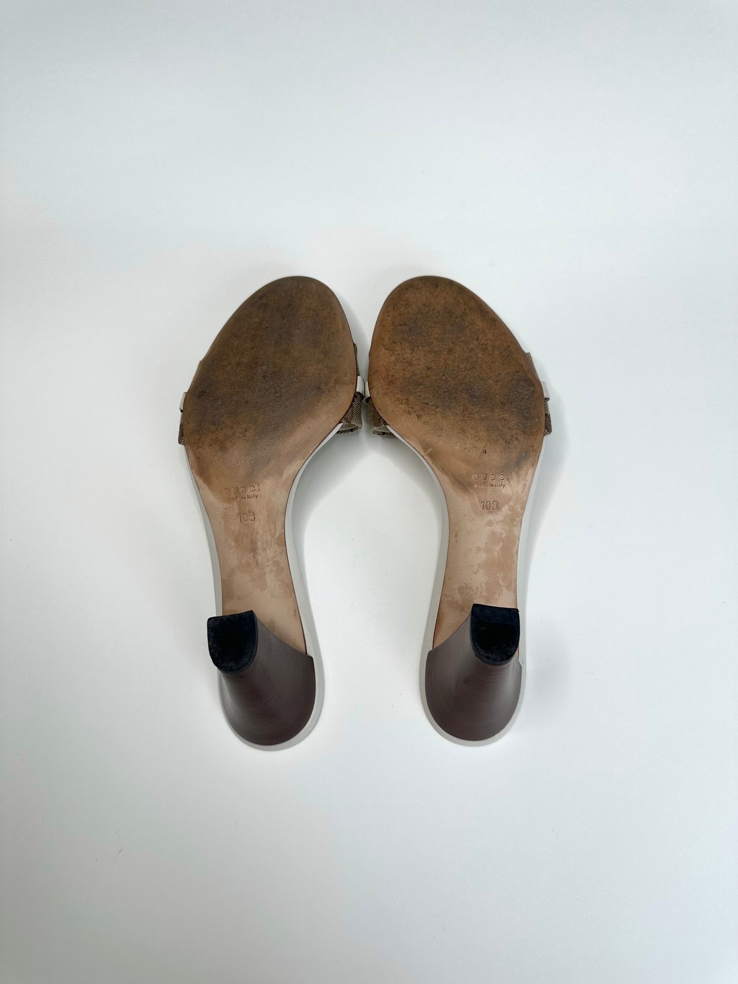 Gucci Monogram White Bamboo Sandals US 10