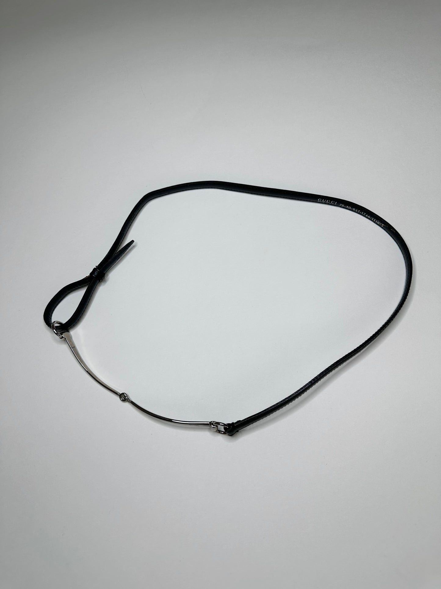 Gucci Black Leather Slim Horsebit Belt 75