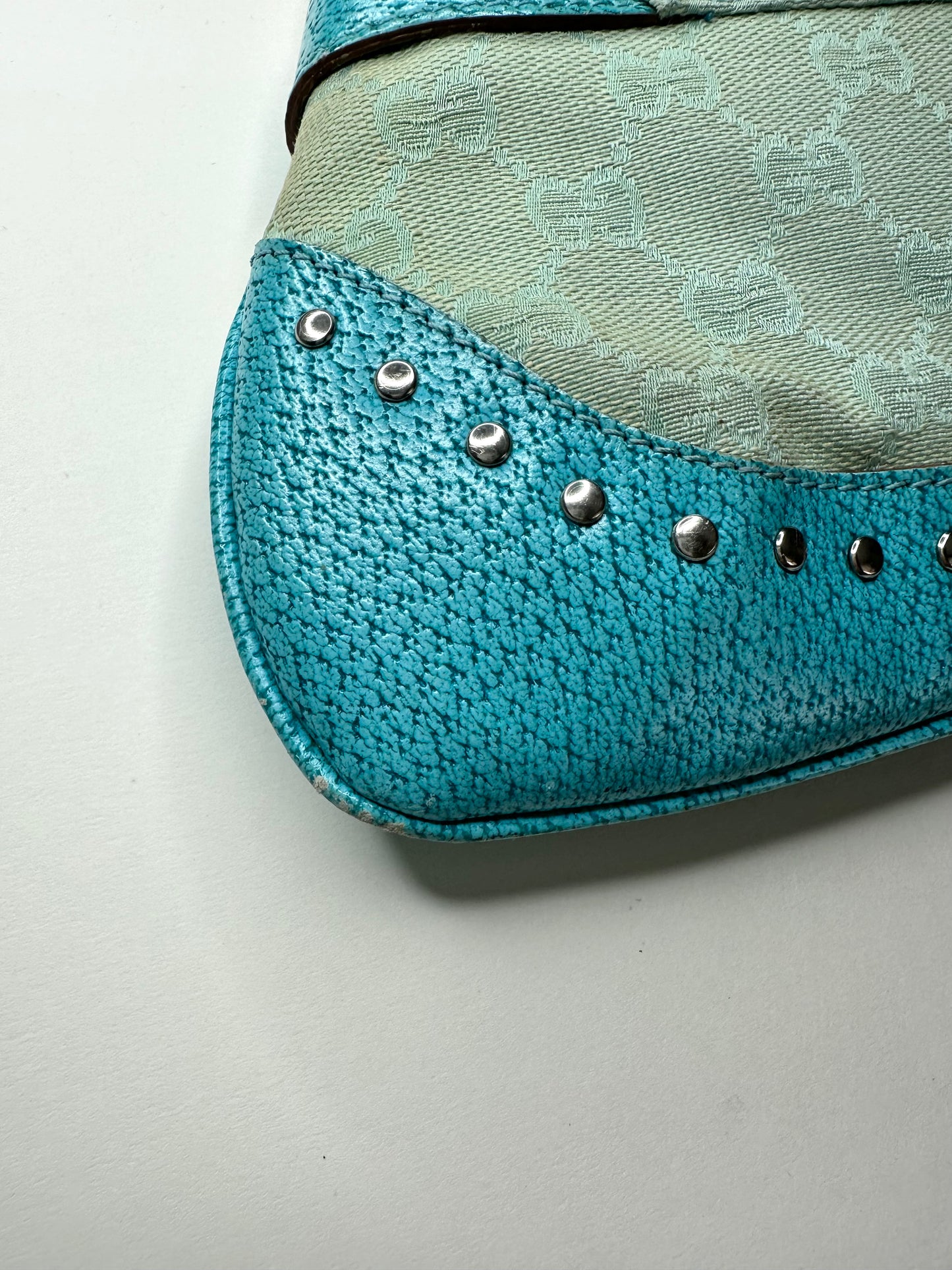 Gucci Turquoise Monogram Horsebit Clutch Bag
