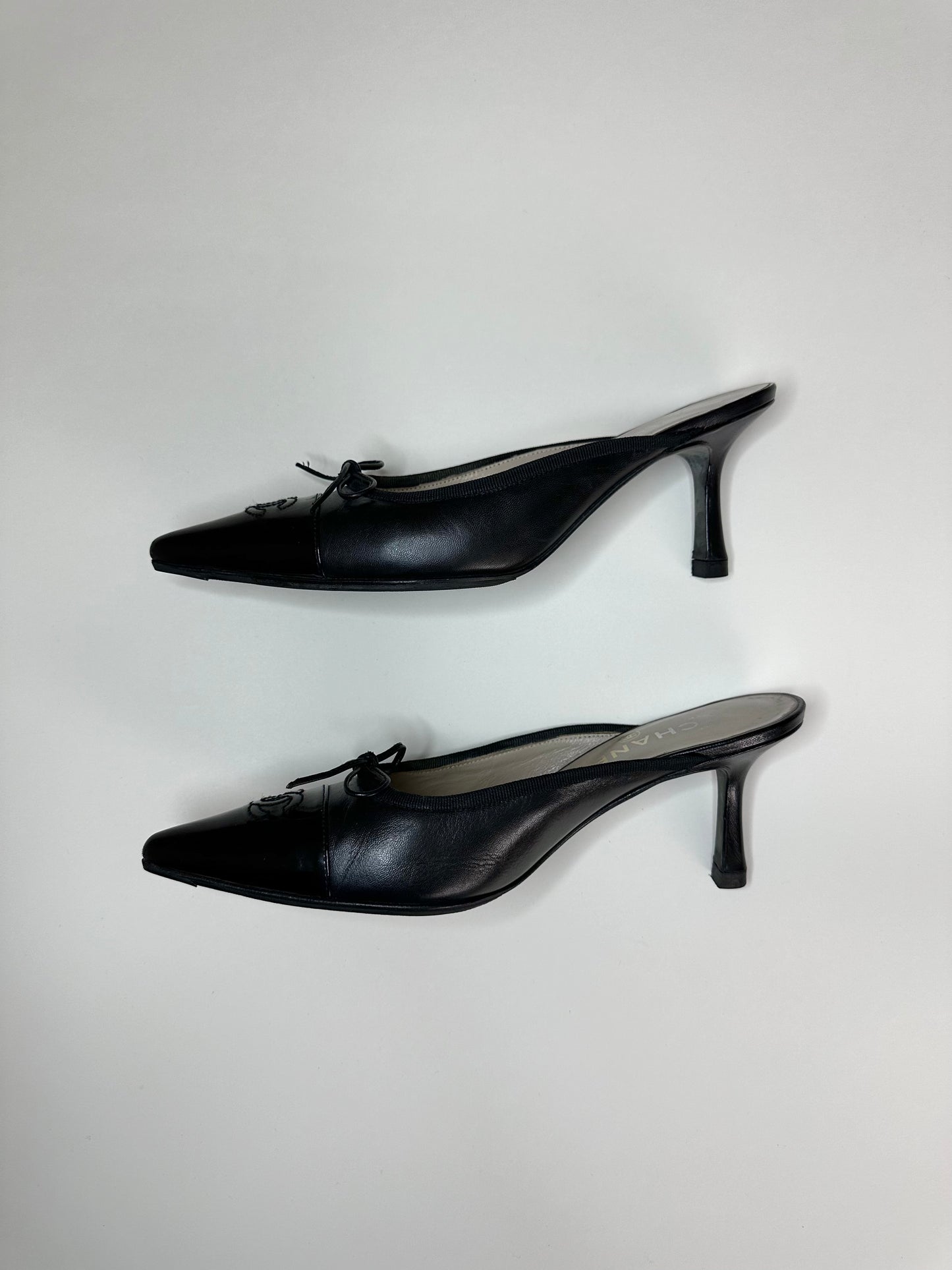 Chanel Black Logo Mules 37