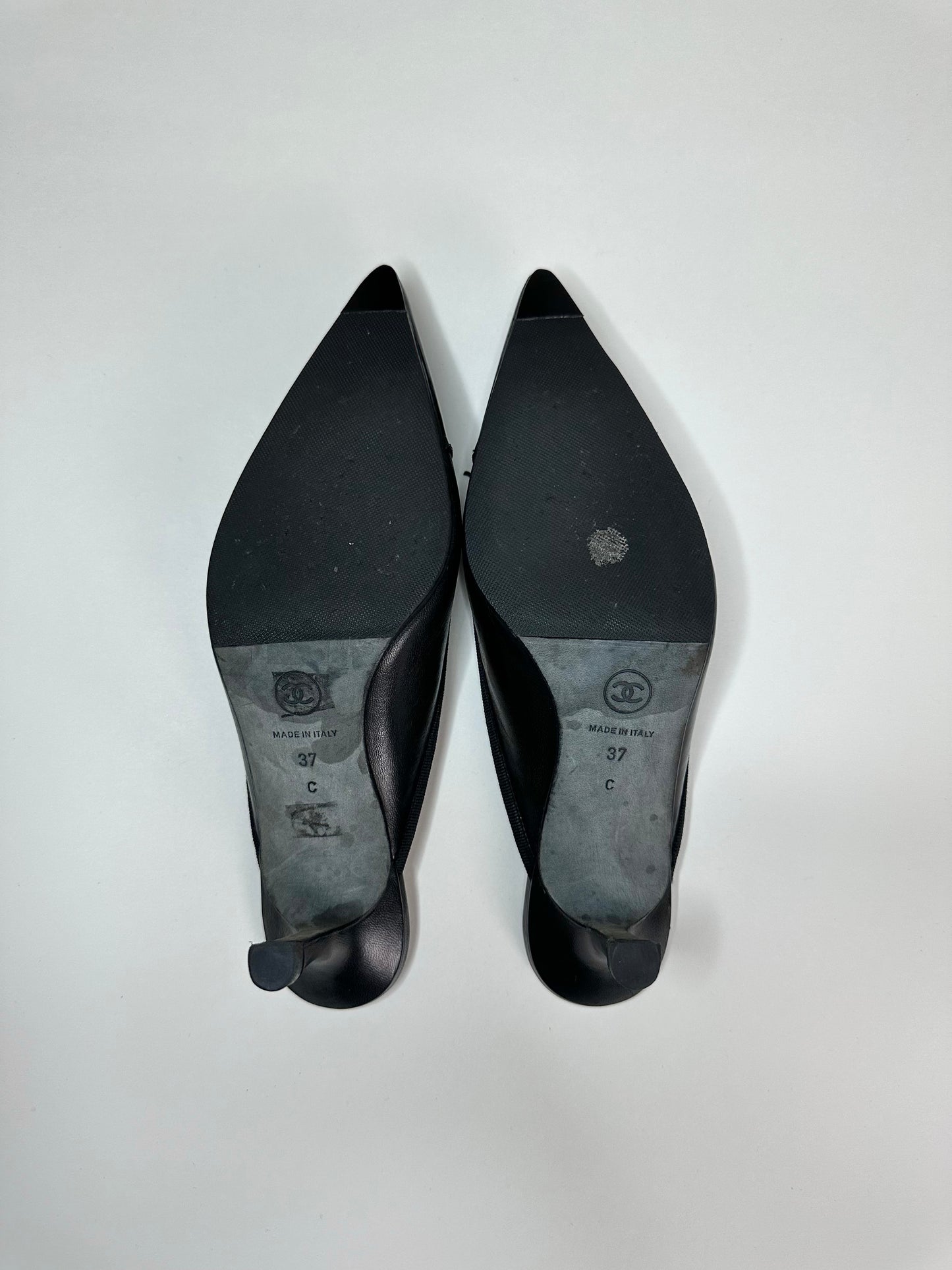 Chanel Black Logo Mules 37