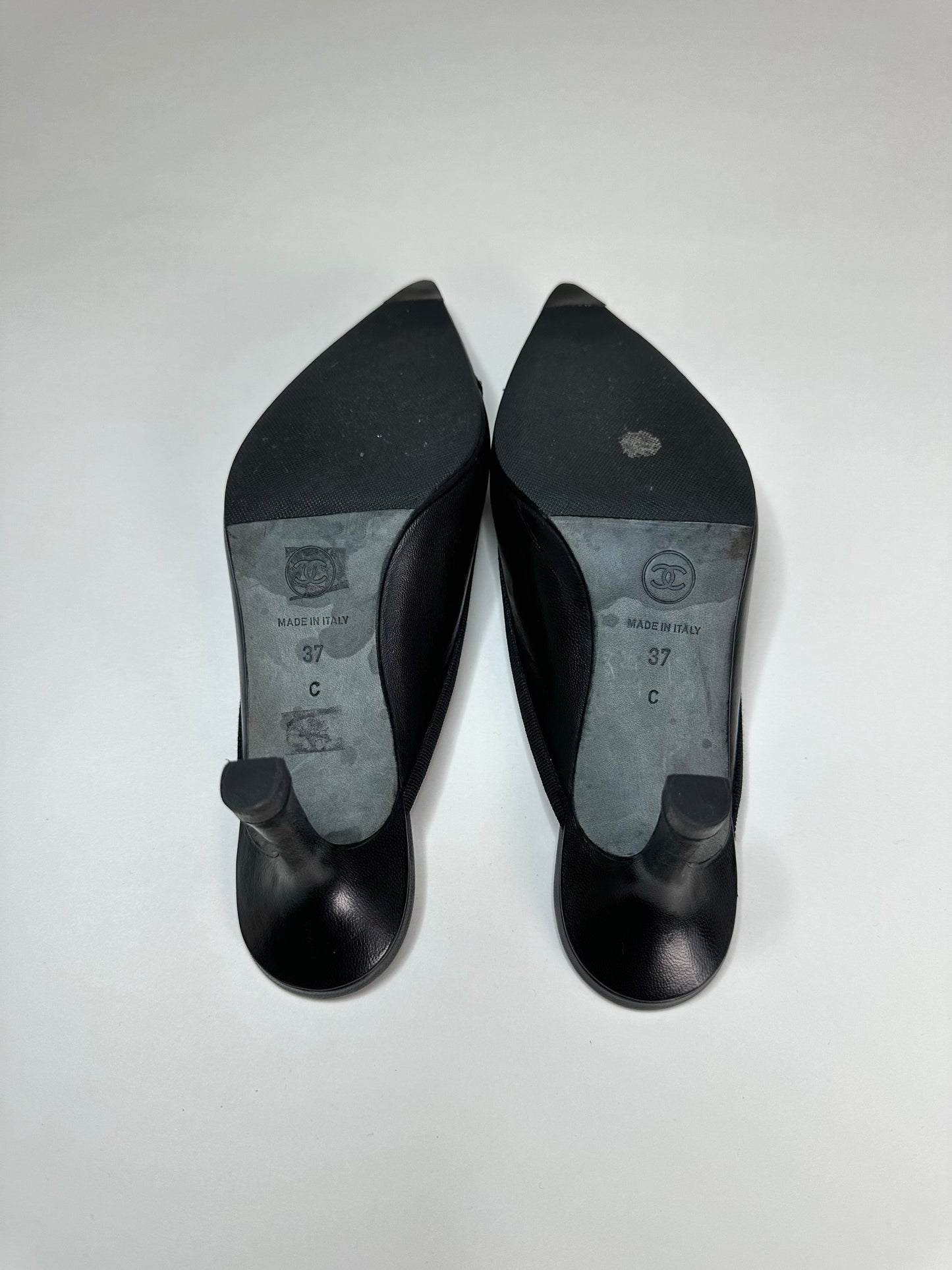 Chanel Black Logo Mules 37