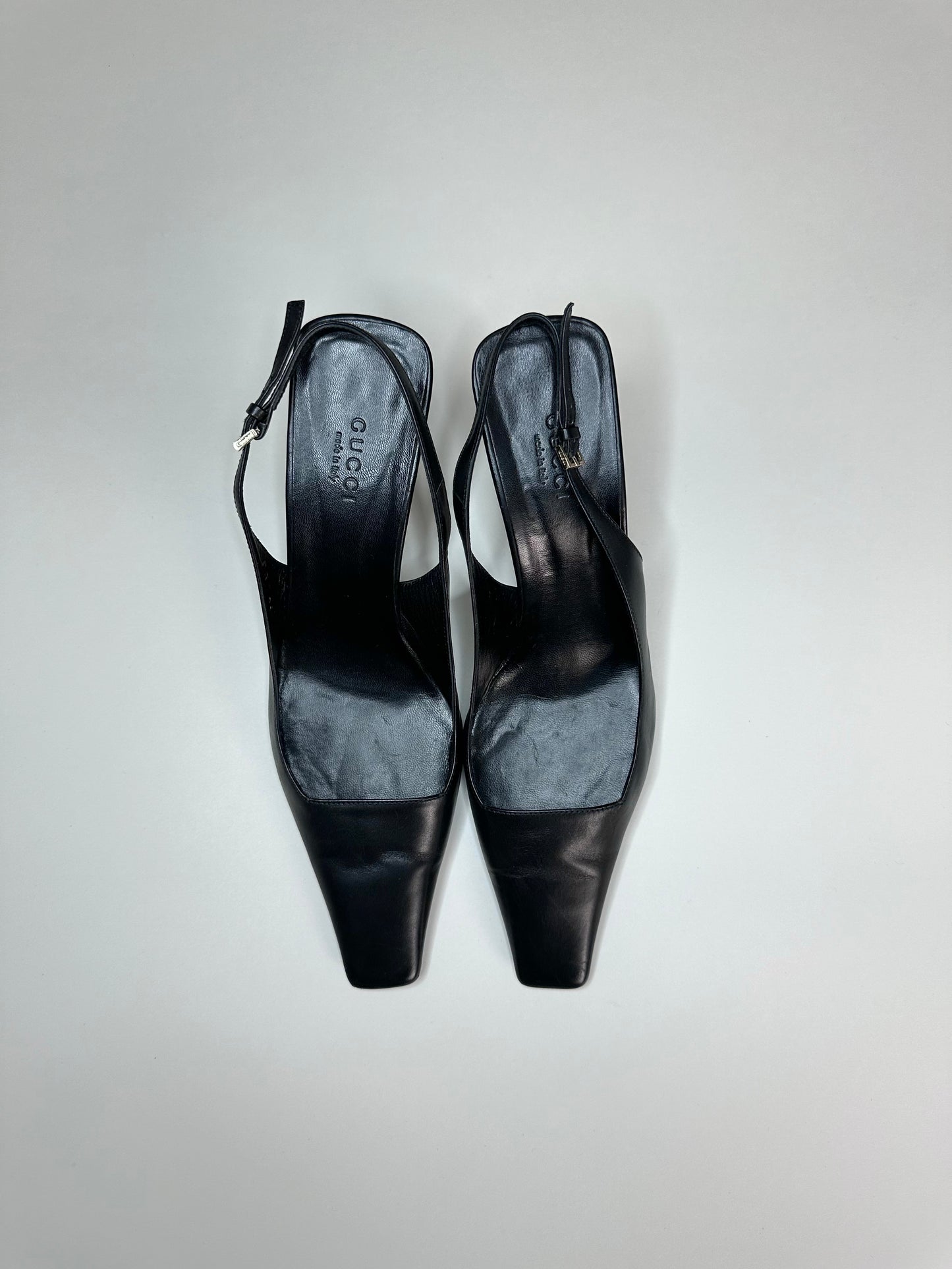 Gucci Black Square Toe Slingbacks 36