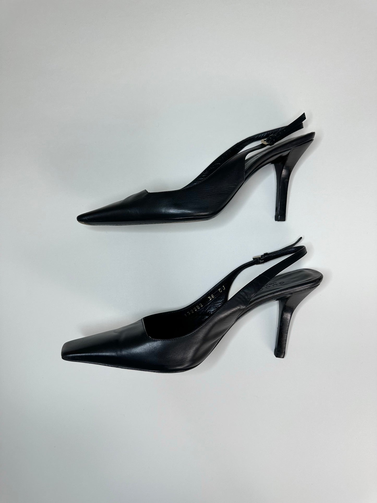 Gucci Black Square Toe Slingbacks 36