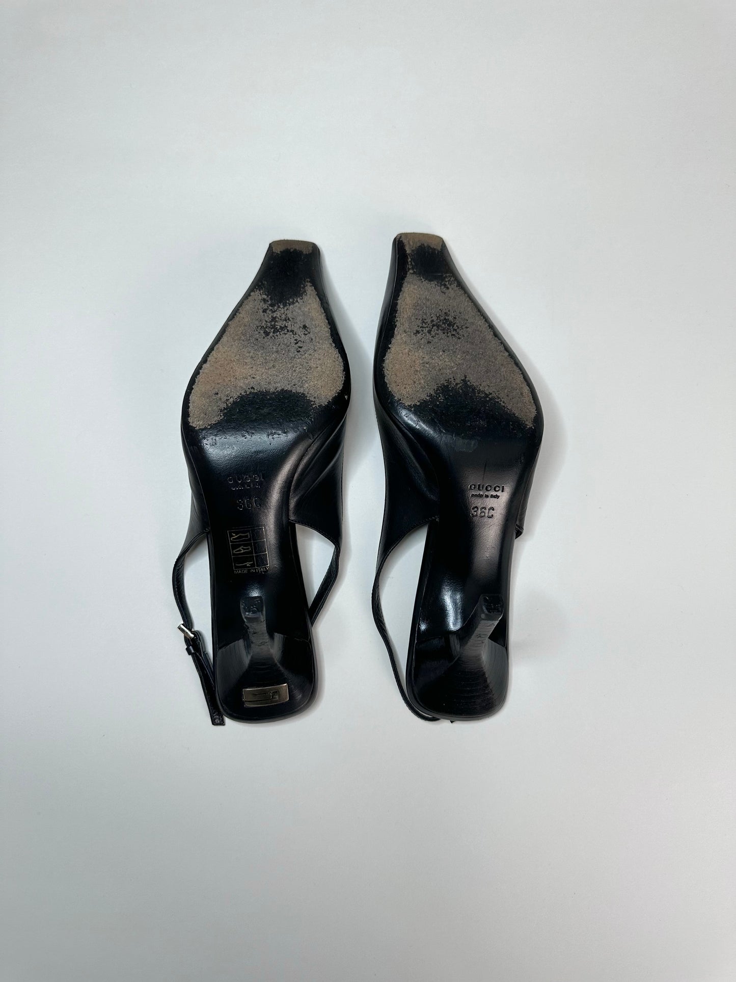 Gucci Black Square Toe Slingbacks 36