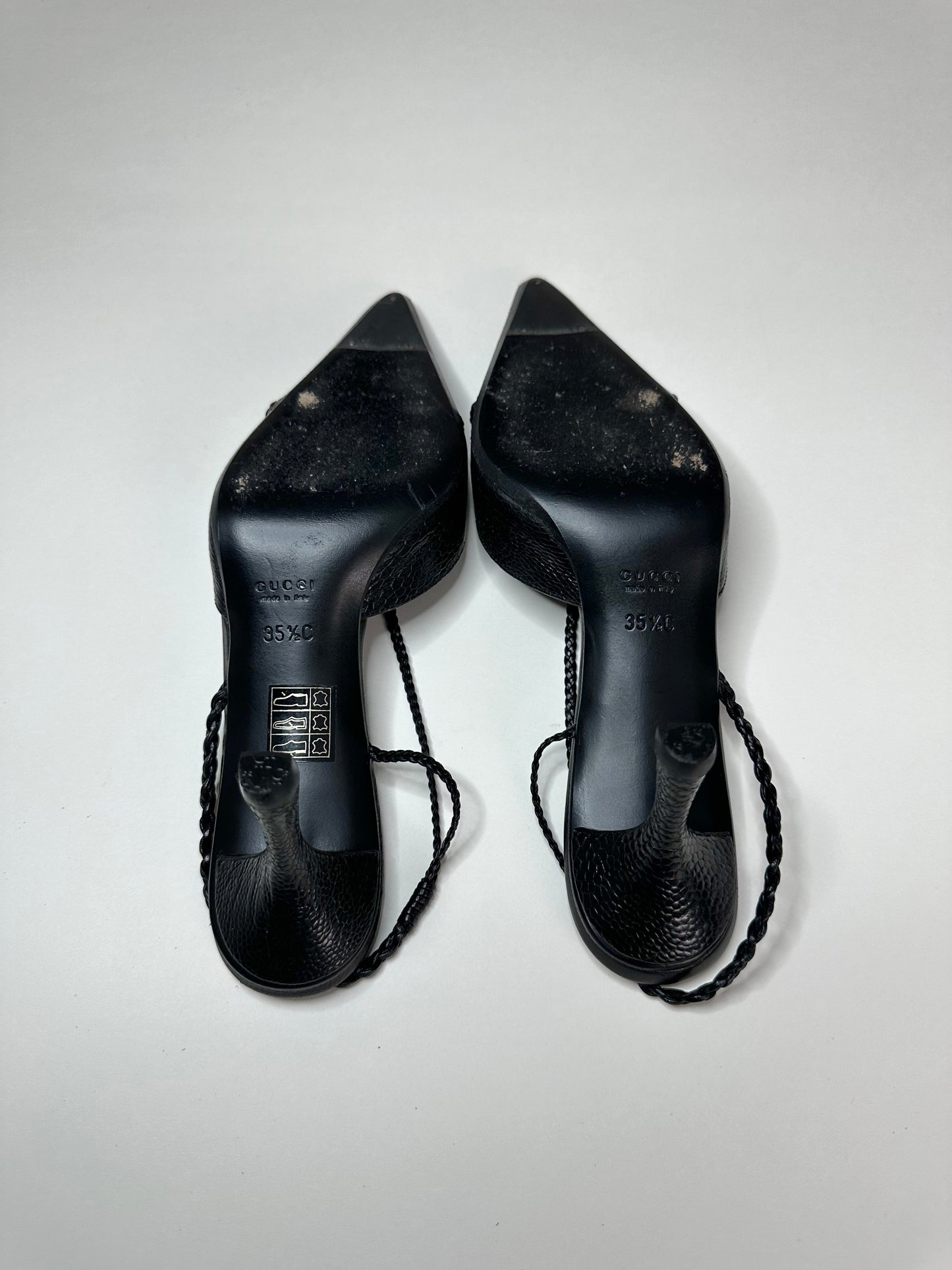 Gucci Black Croc Slingbacks 35.5