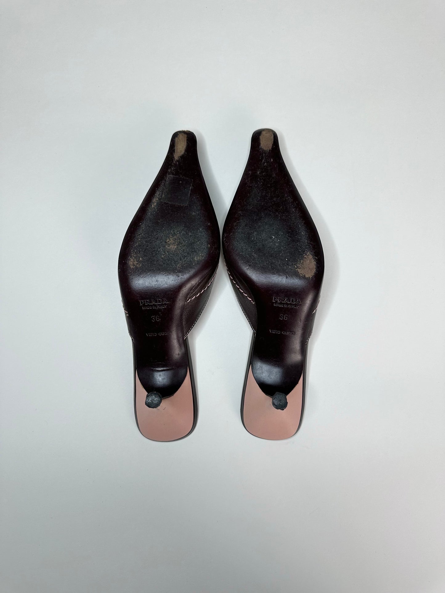 Prada Brown Bow Mules 35.5