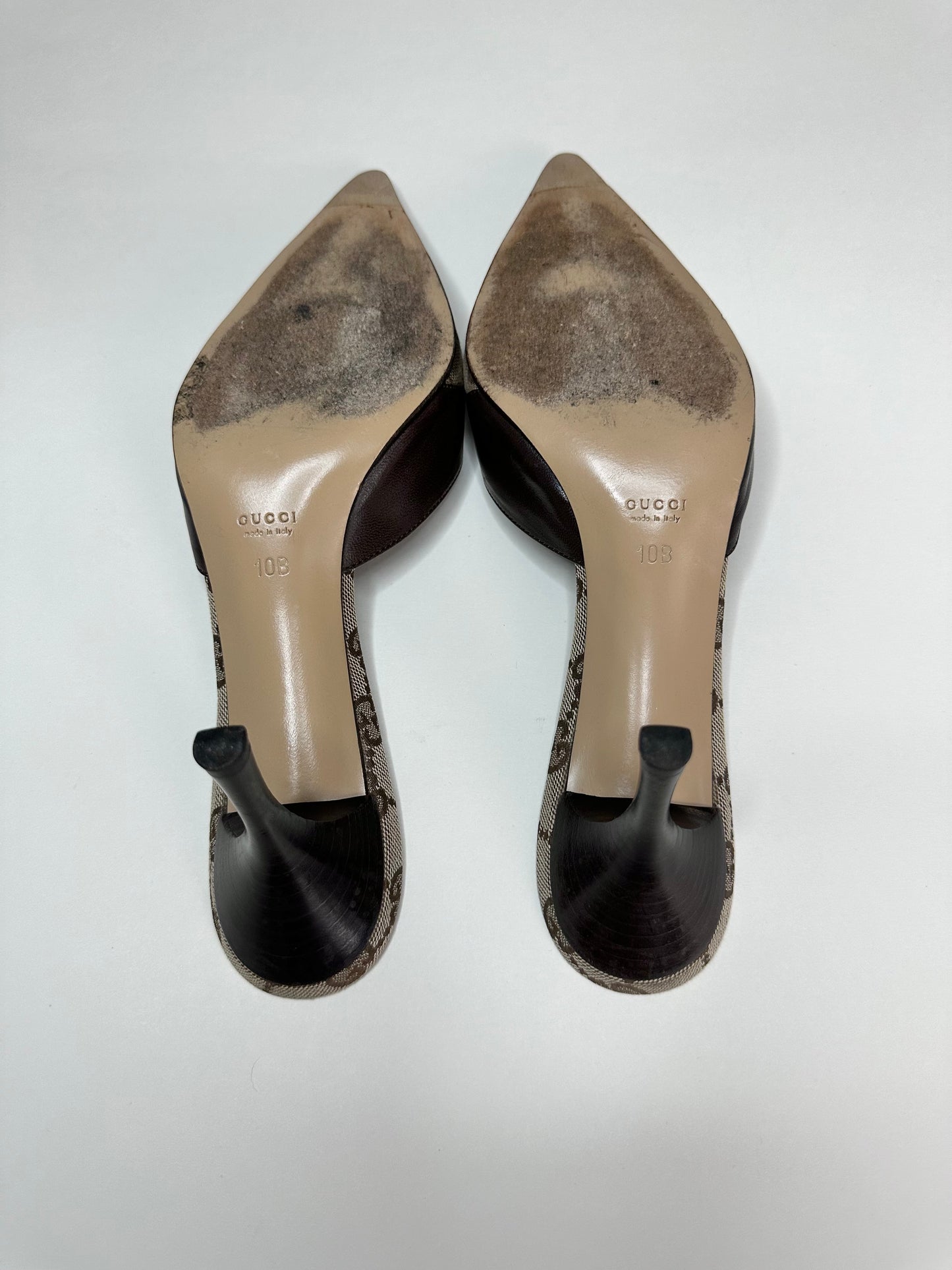 Gucci Monogram Brown Mules US 10