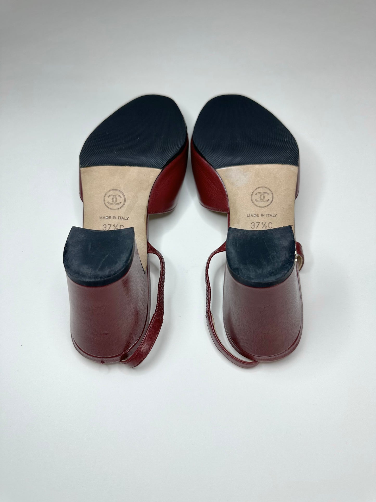 Chanel Burgundy Classic Slingbacks 37.5