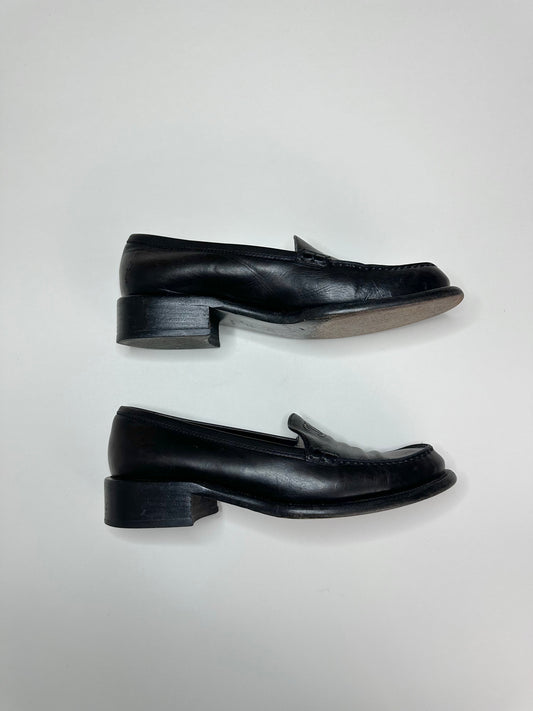 Chanel Black Leather Loafers 37.5