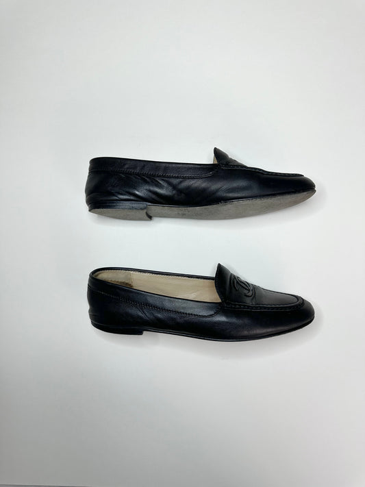 Chanel Black Leather Loafers 36.5