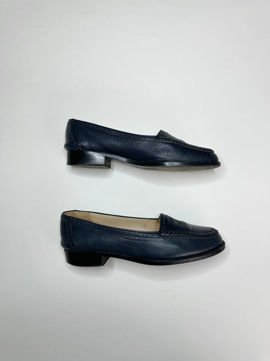 Chanel Navy Leather Loafers 36.5