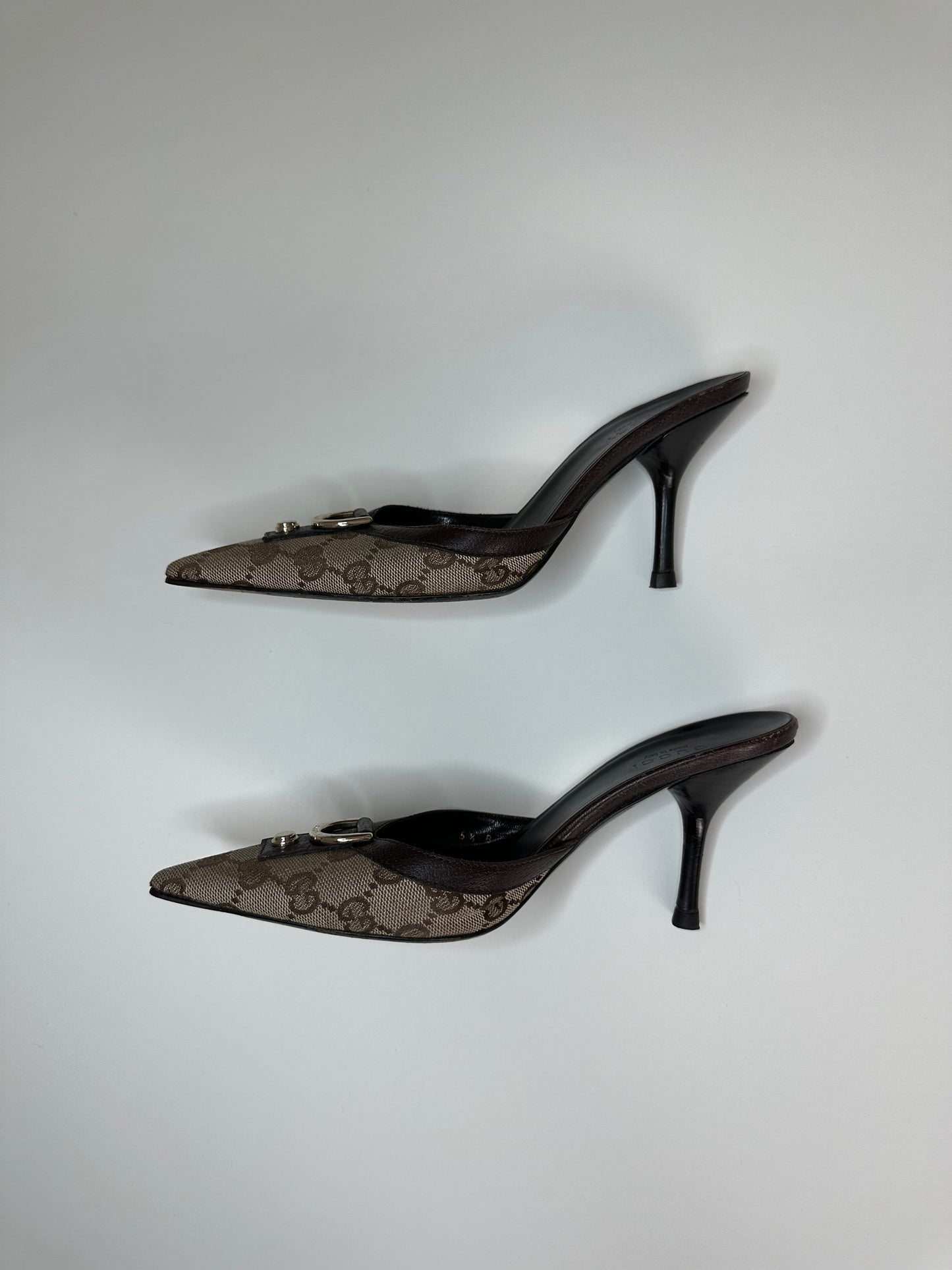 Gucci Monogram Brown Mules US 11