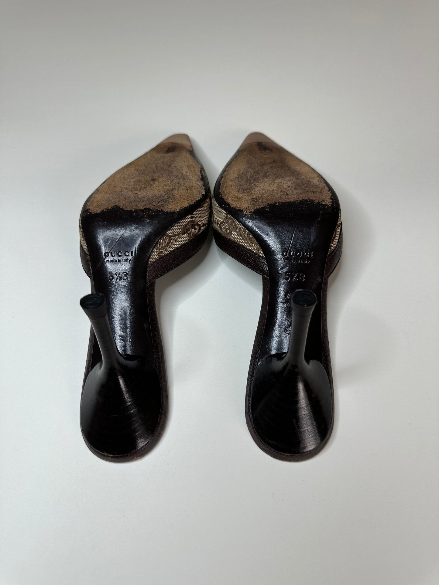 Gucci Monogram Brown Mules 35.5