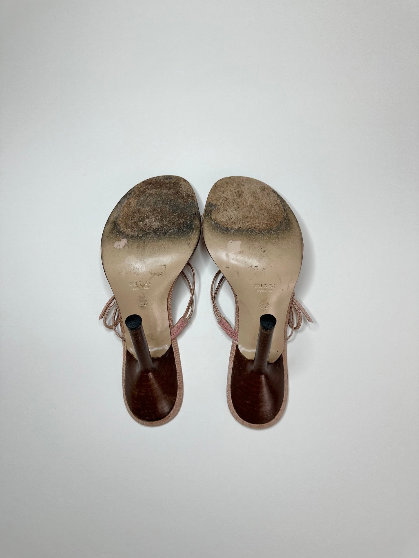 Gucci Pink Lizard Bow Heels US 8
