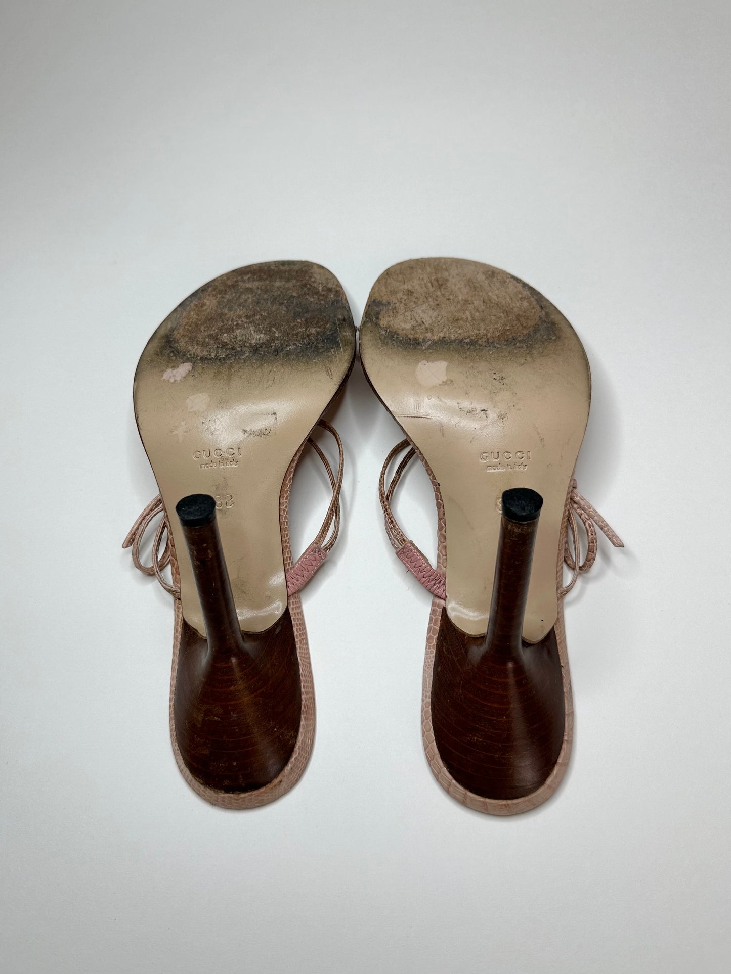 Gucci Pink Lizard Bow Heels US 8