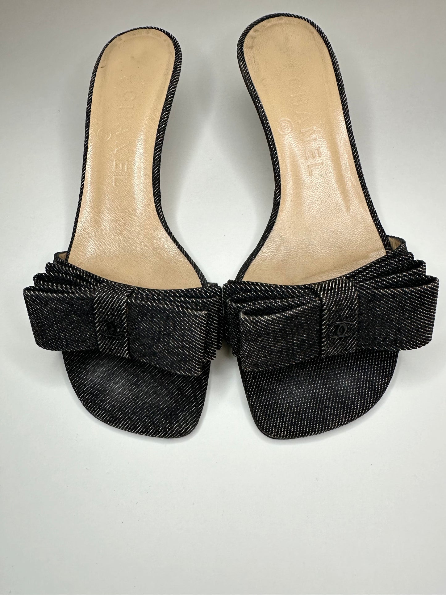 Chanel Black Denim Sandals 35.5