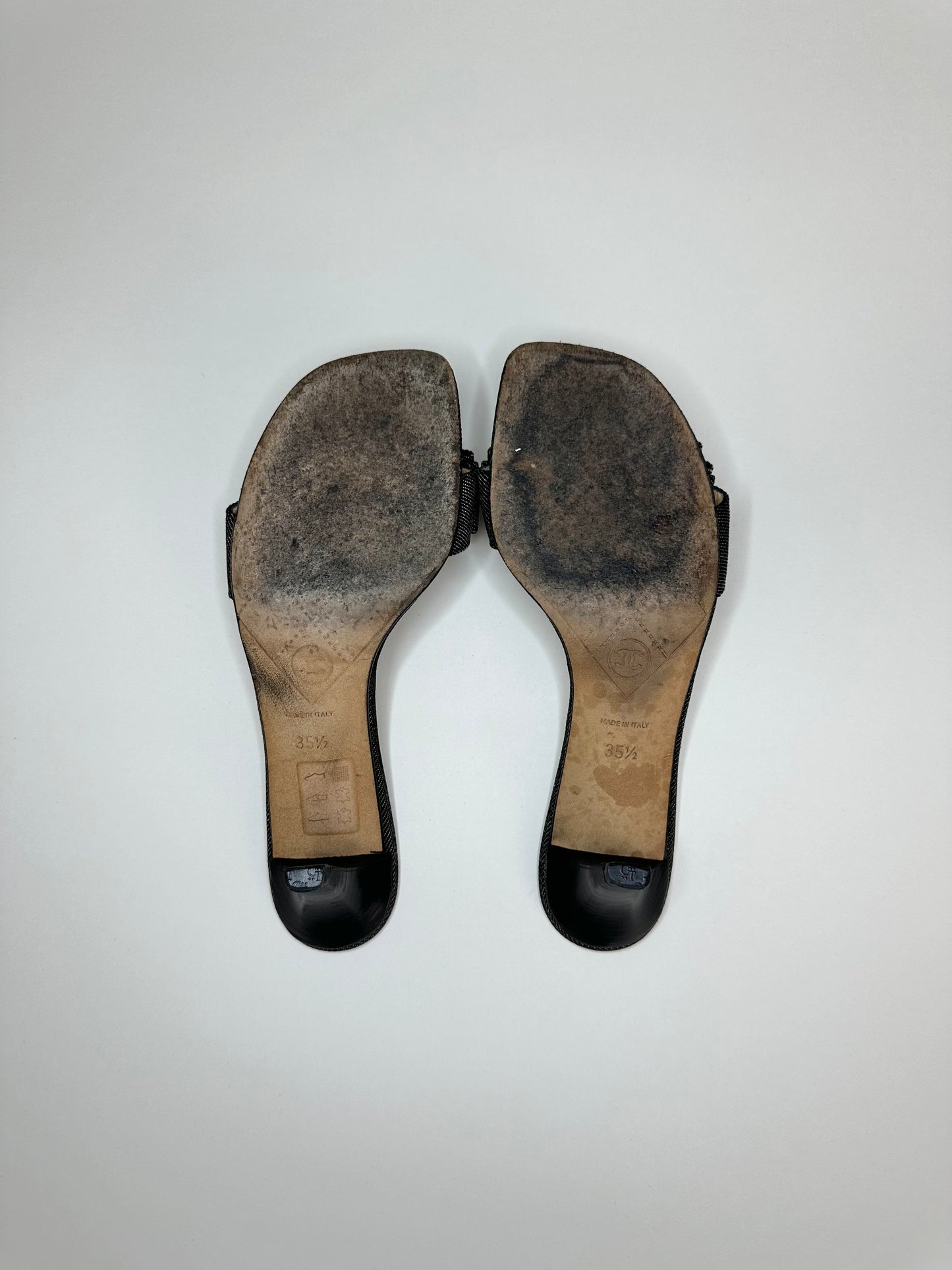 Chanel Black Denim Sandals 35.5