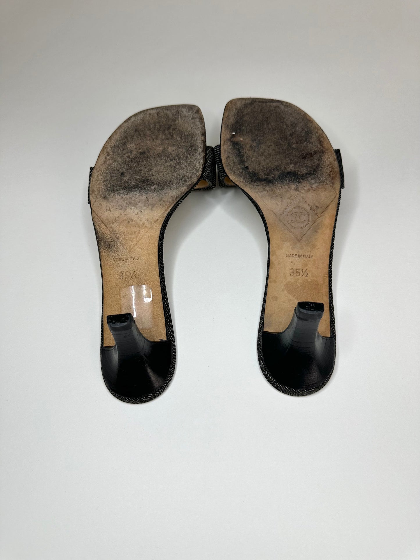 Chanel Black Denim Sandals 35.5