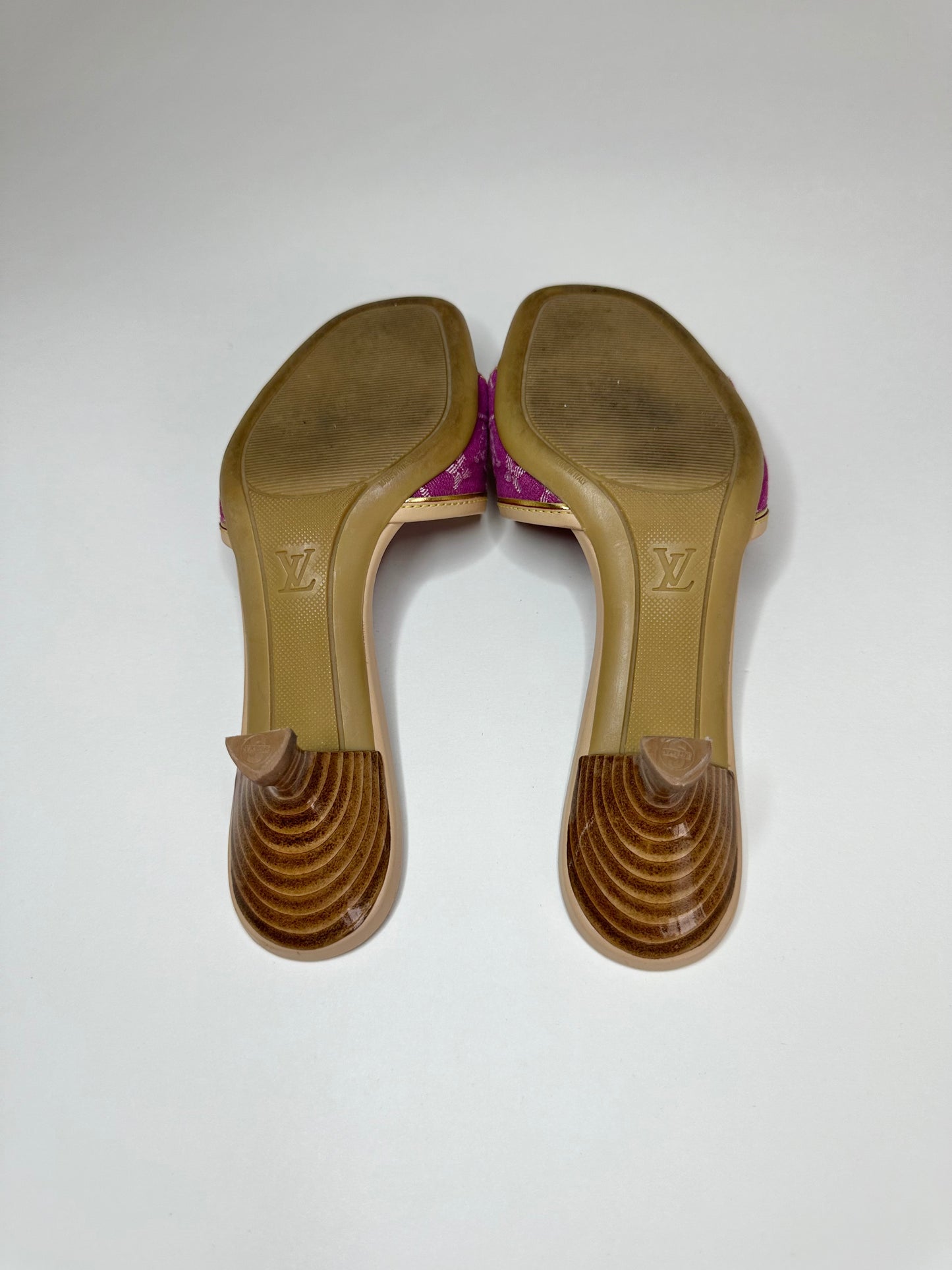 Louis Vuitton Pink Denim Sandals 34