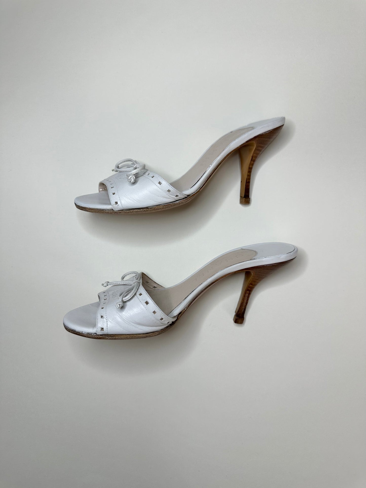 Chanel White Logo Sandals 35
