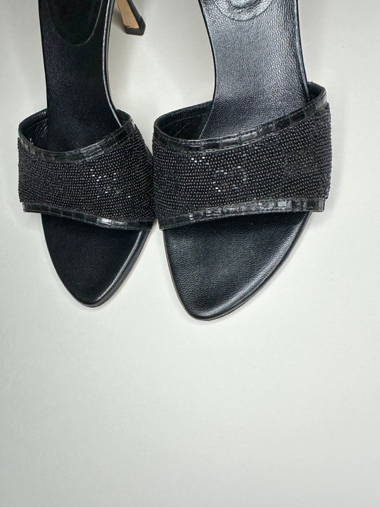 Gucci Black Beaded Monogram Sandals 35