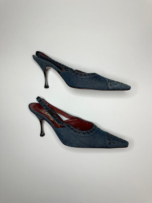 Chanel Denim Slingbacks 37