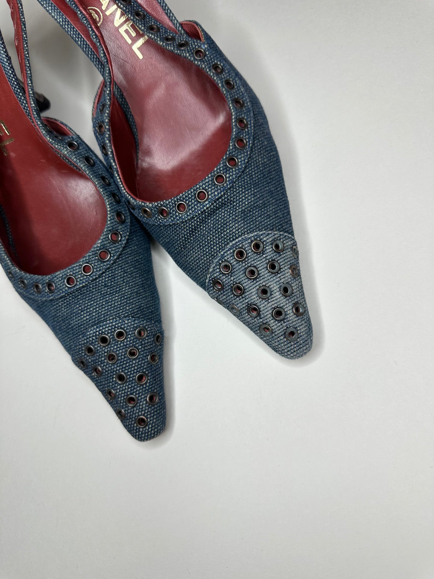 Chanel Denim Slingbacks 37