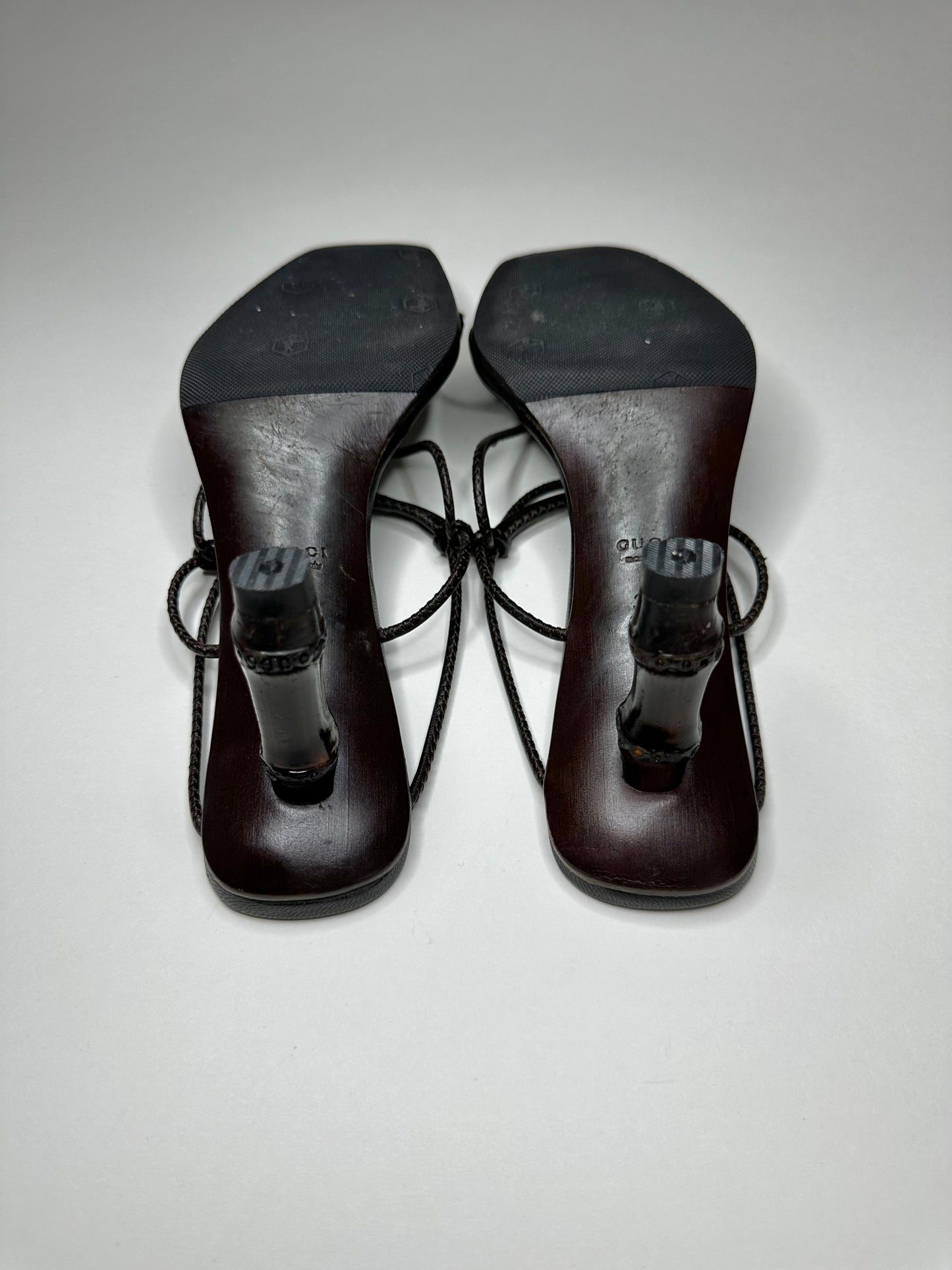 Gucci Brown Bamboo Sandals 36