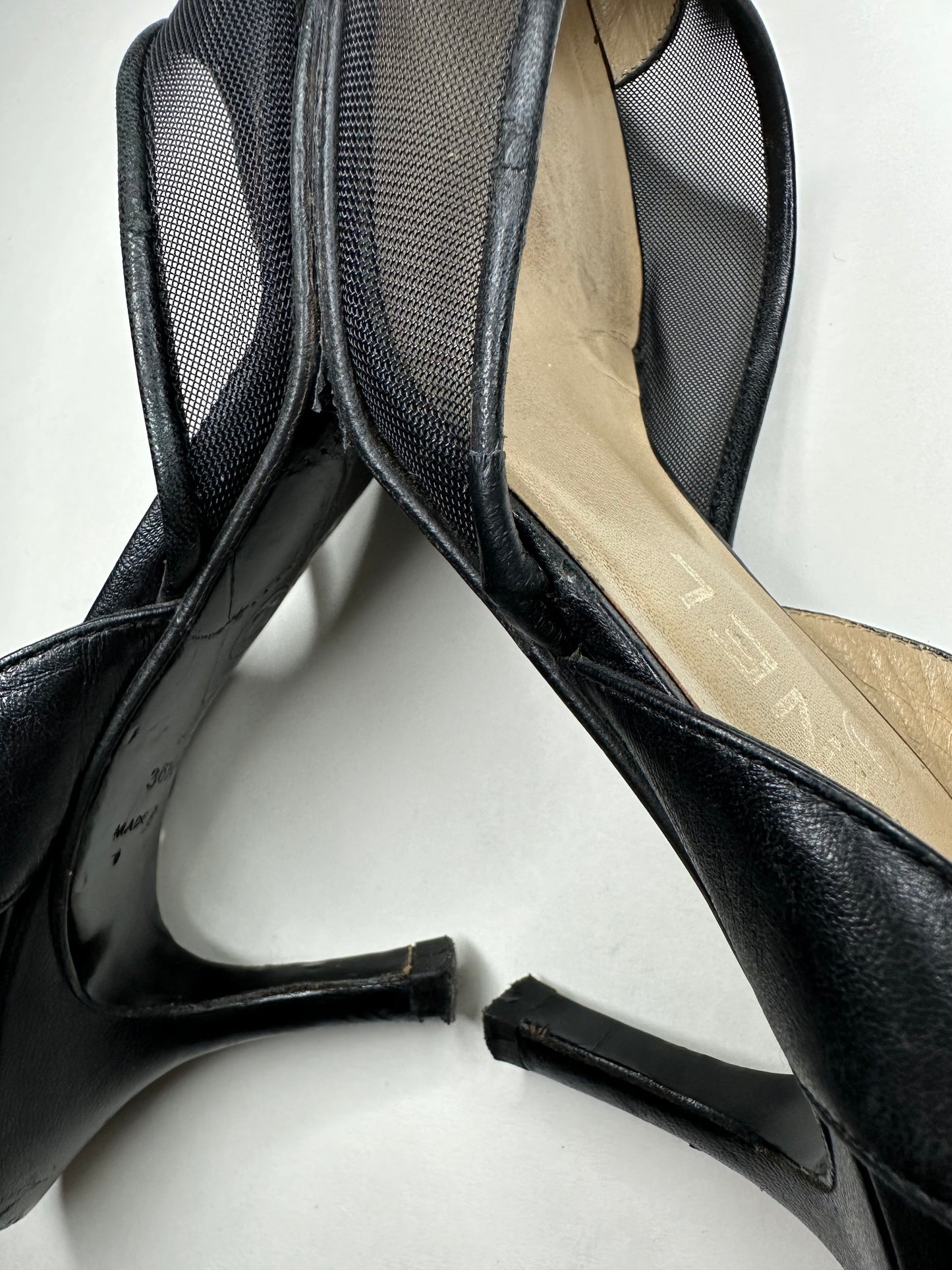 Chanel Black Mesh Slingbacks 36.5