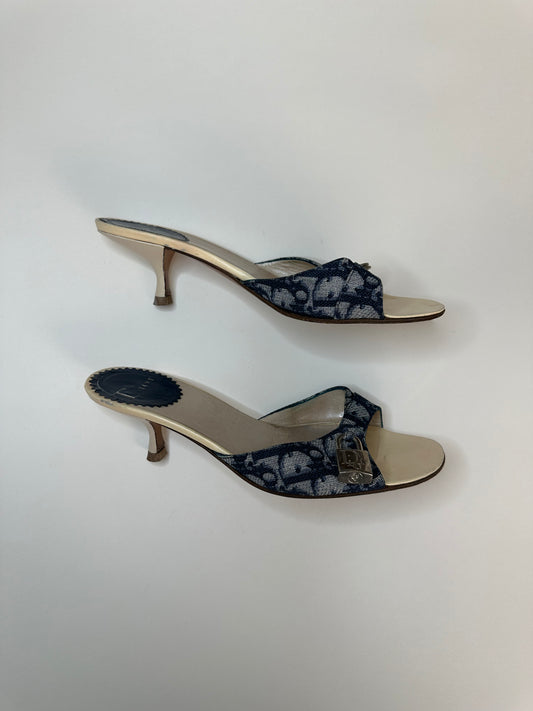 Dior Blue Trotter Lock/Key Sandals 37