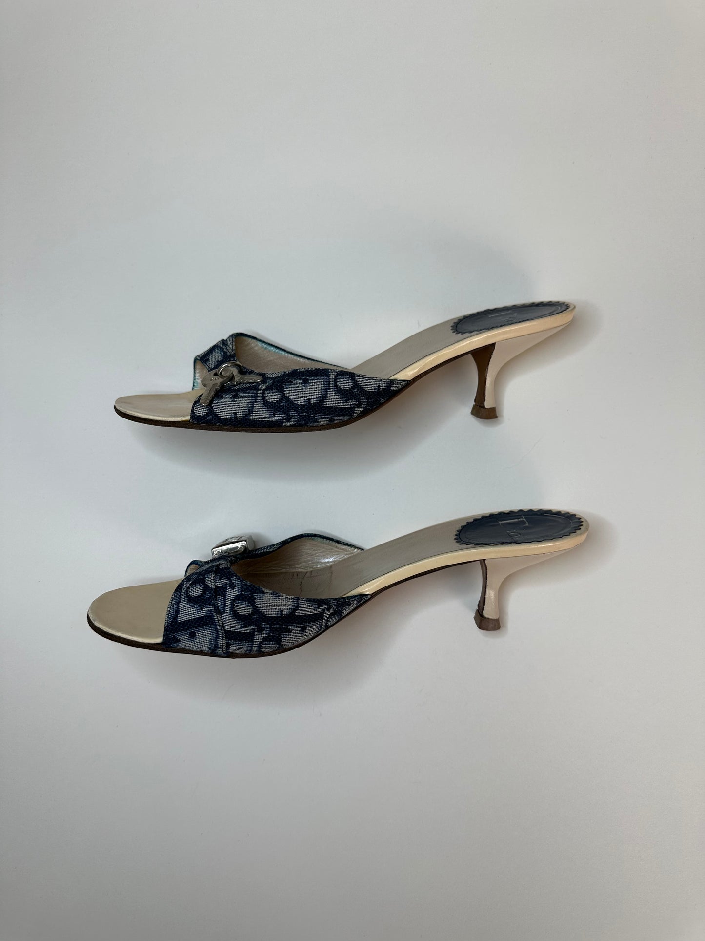 Dior Blue Trotter Lock/Key Sandals 37