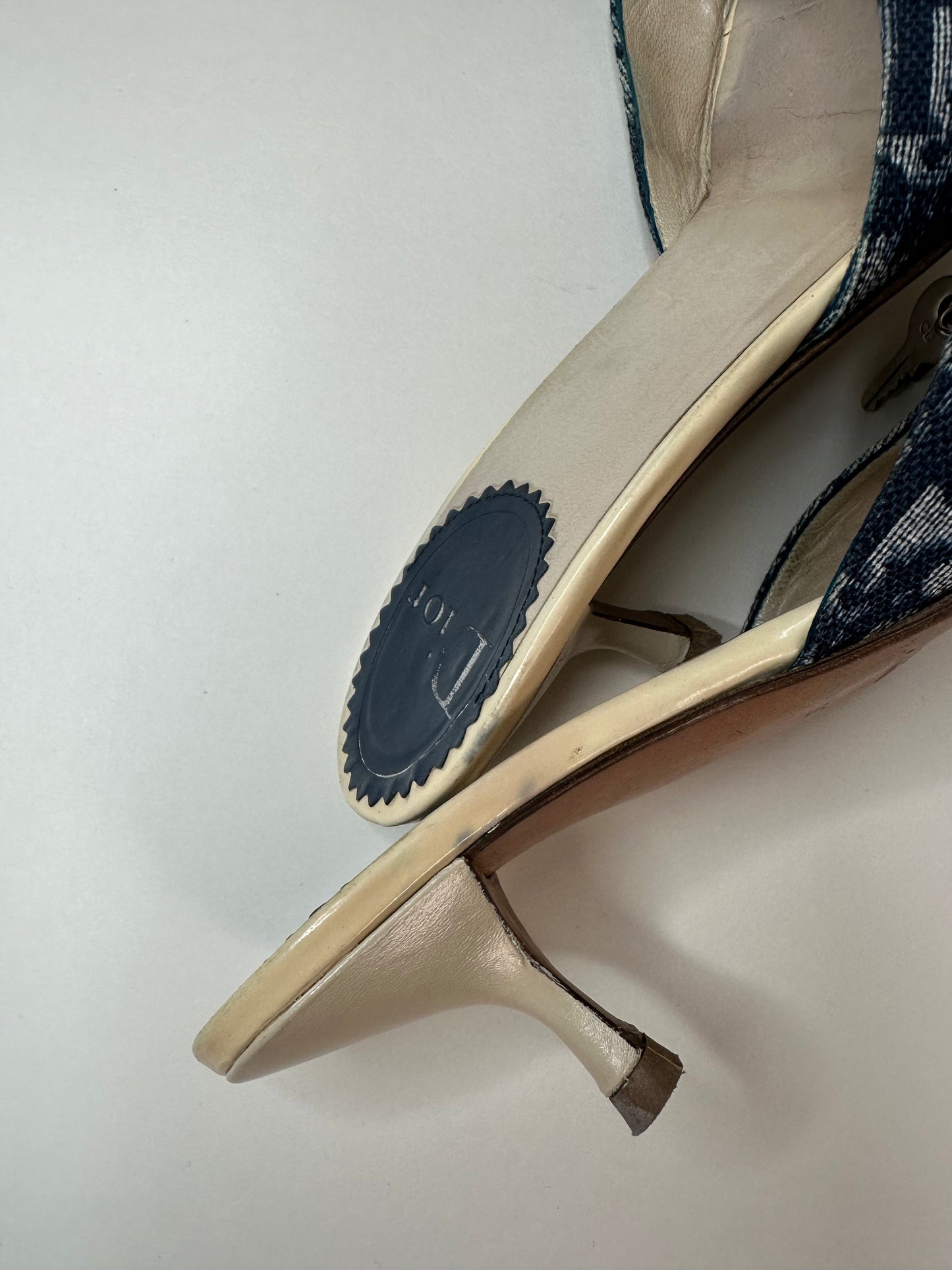 Dior Blue Trotter Lock/Key Sandals 37