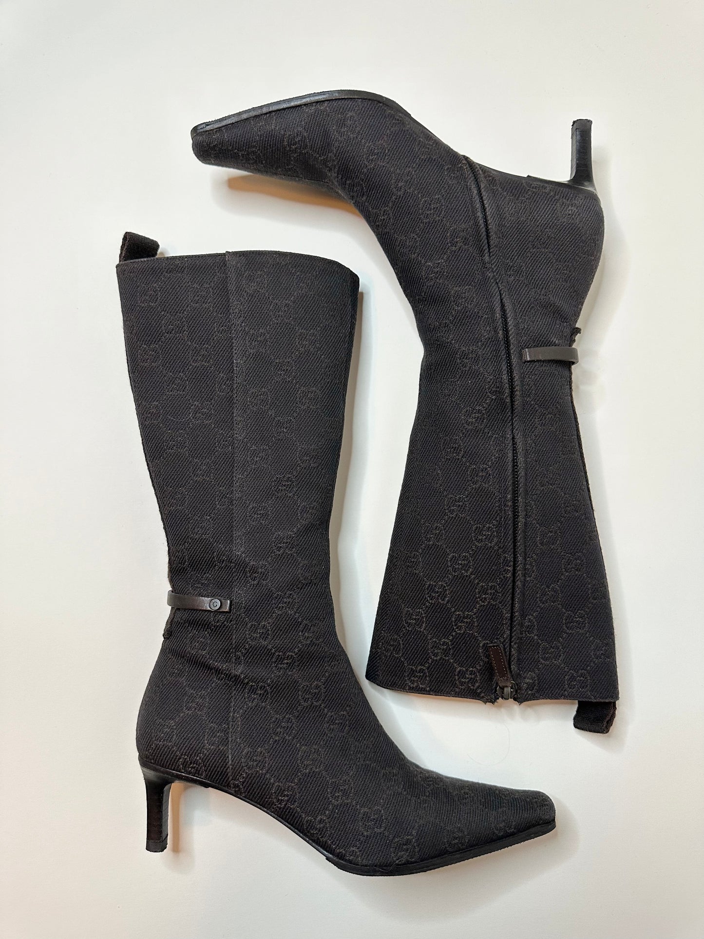 Gucci Brown Monogram Boots 34.5