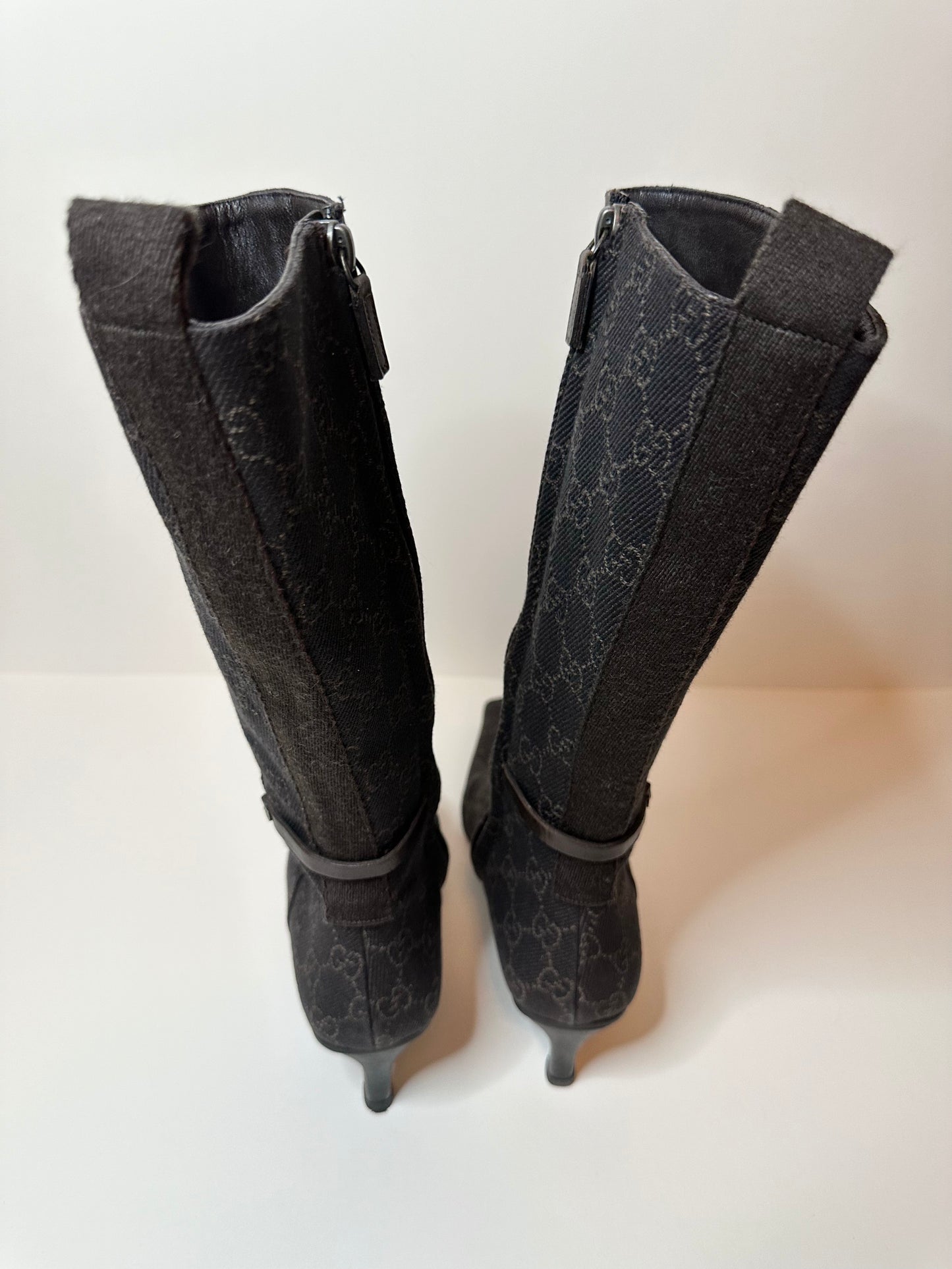 Gucci Brown Monogram Boots 35.5