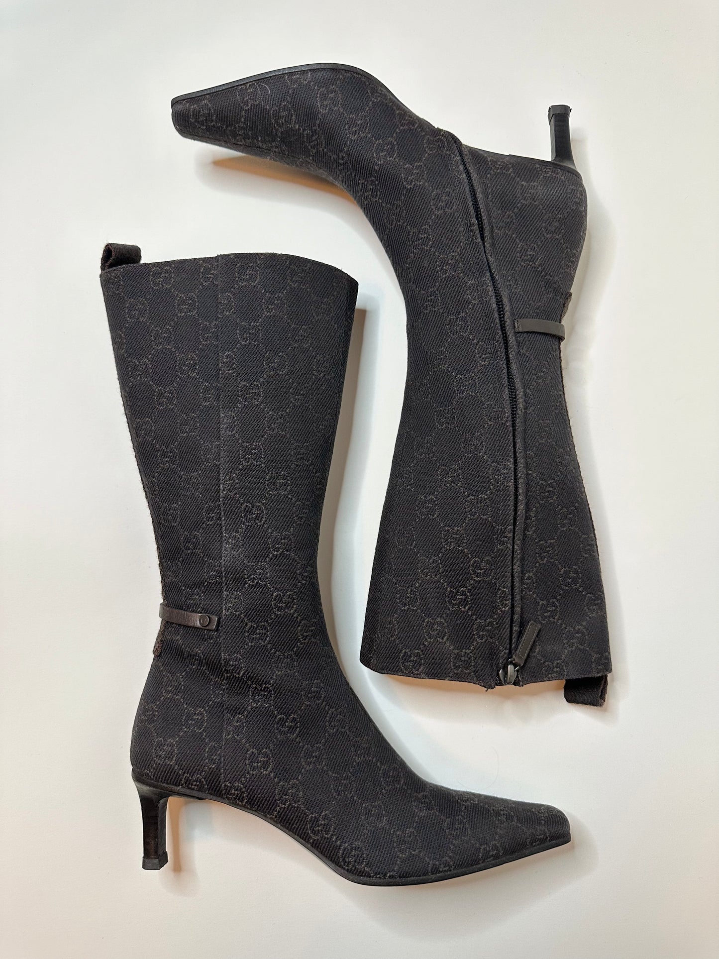 Gucci Brown Monogram Boots 35.5
