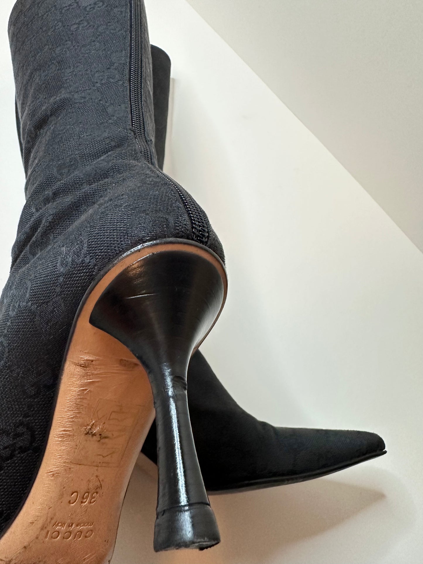 Gucci Black Monogram Boots 36
