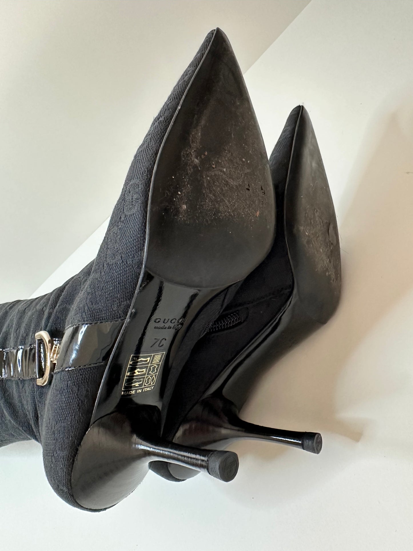 Gucci Black Monogram Boots US 7