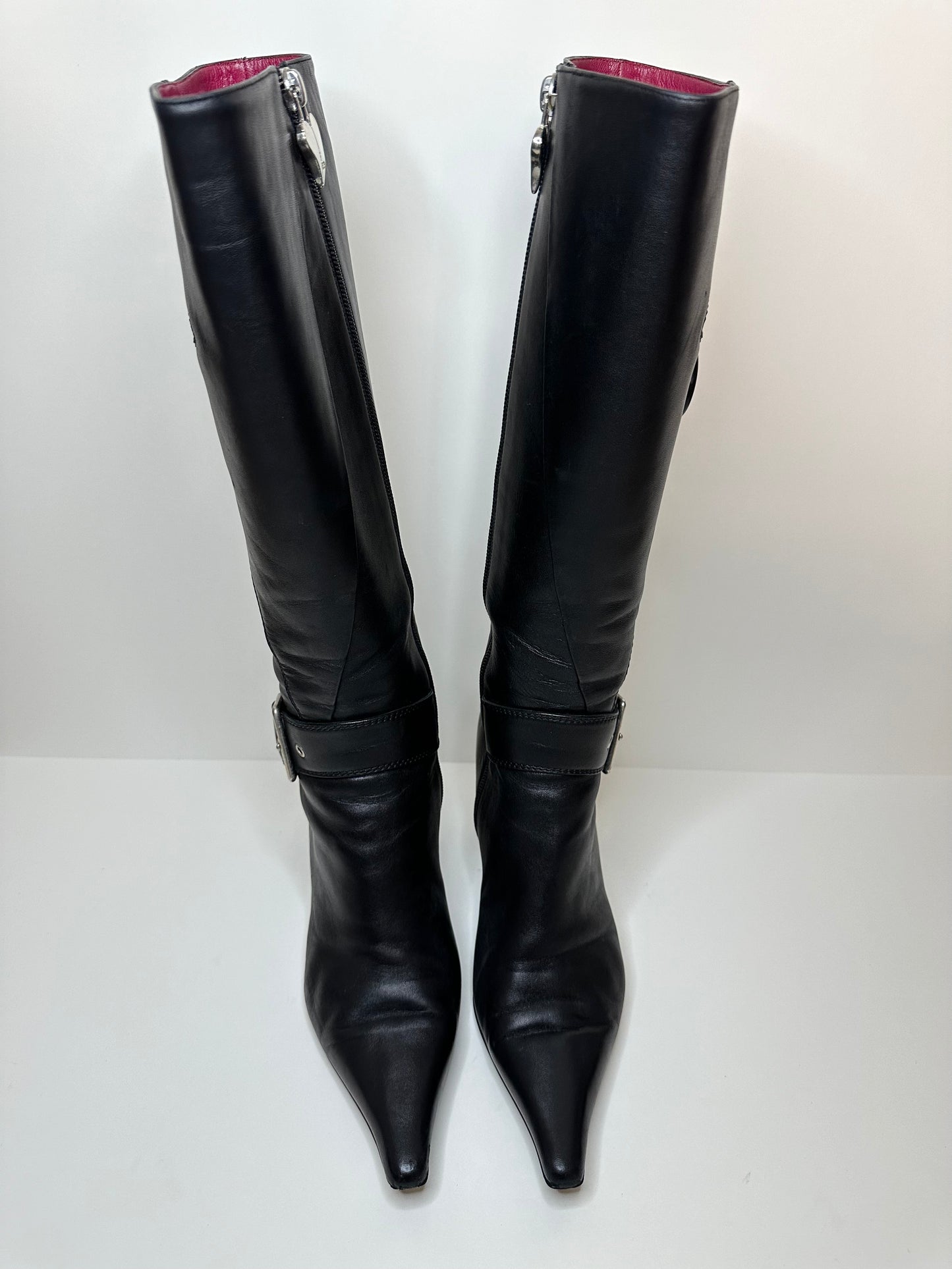 Escada Black Leather Boots 37.5