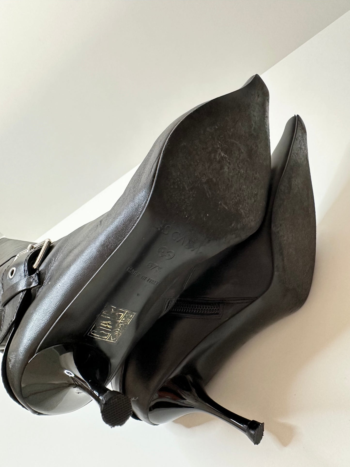 Escada Black Leather Boots 37.5