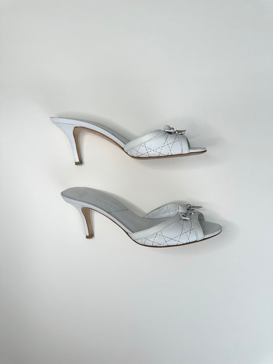 Dior White Cannage Mules 35.5