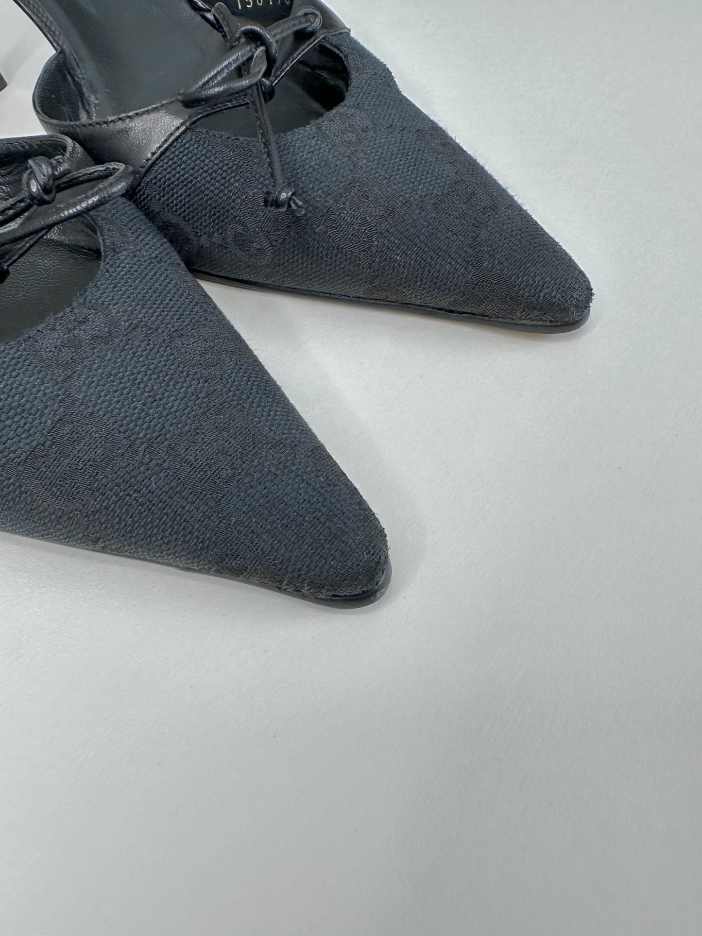 Gucci Black Monogram Mules 34