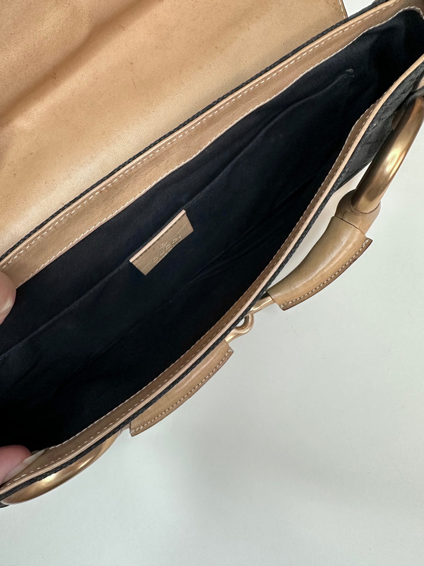Gucci Black Monogram Horsebit Clutch Bag
