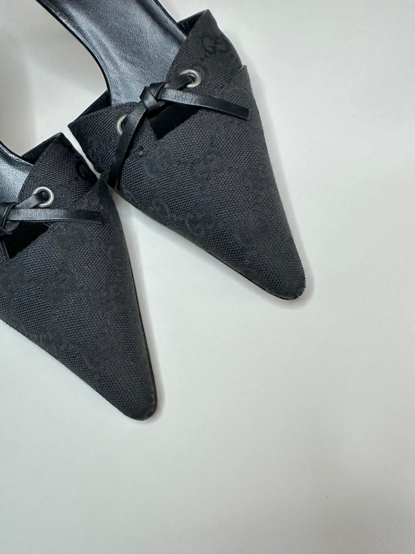 Gucci Black Monogram Mules 39