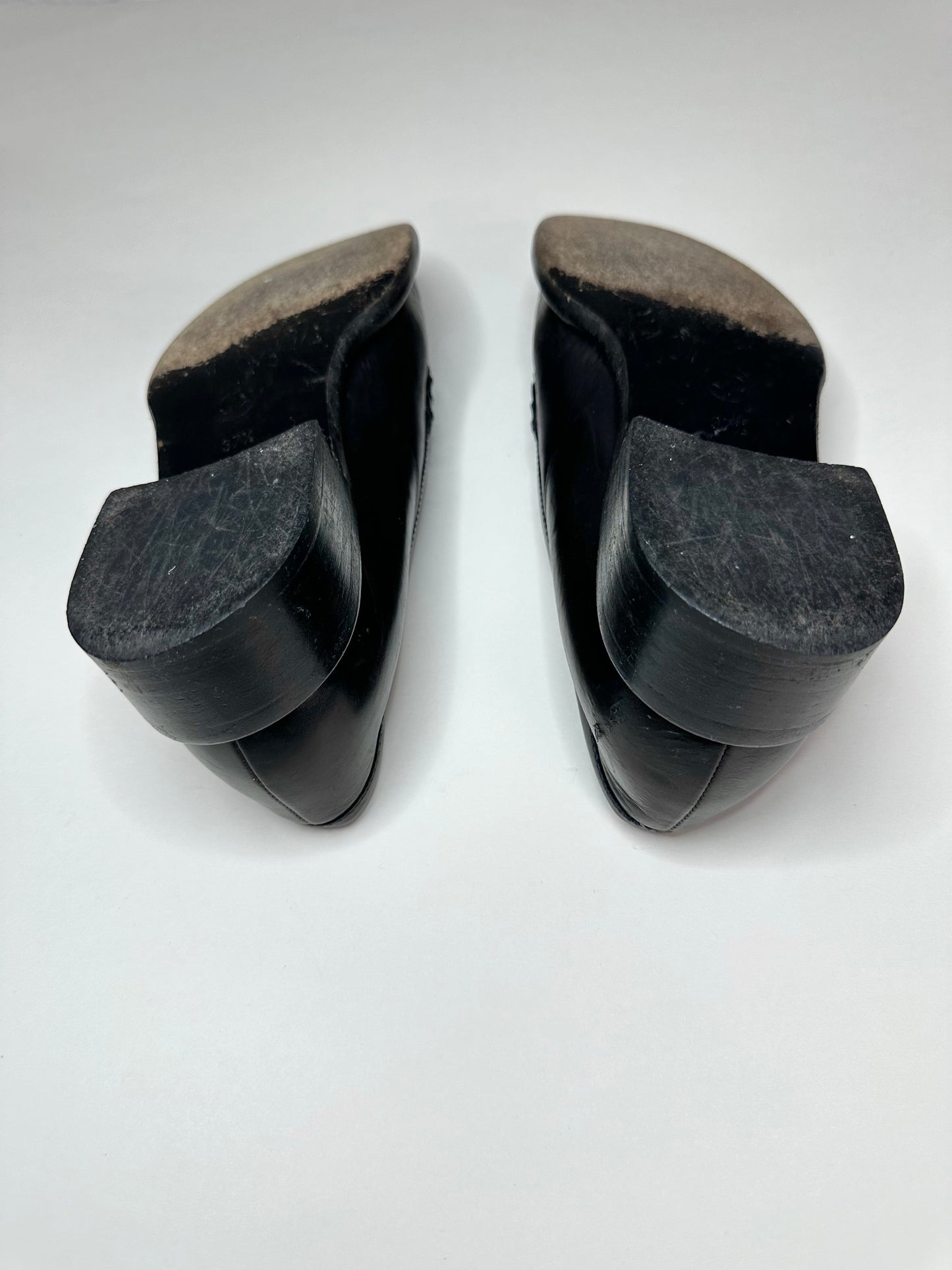 Chanel Black Leather Loafers 37.5