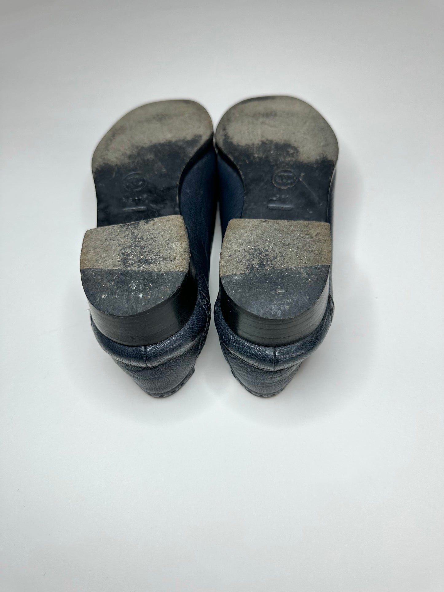 Chanel Navy Leather Loafers 36.5