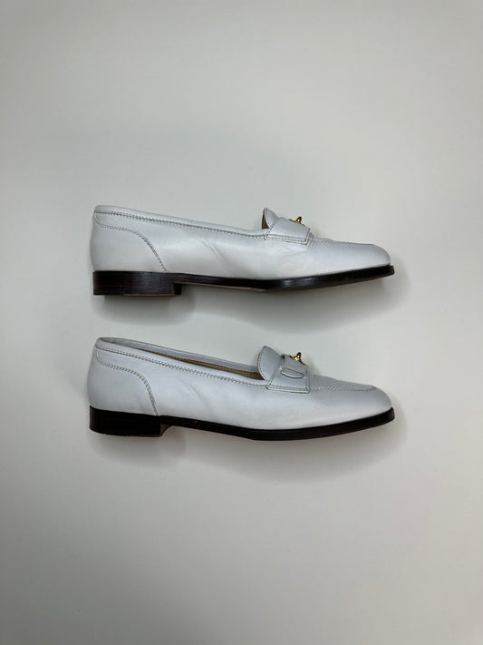 Chanel White Turnlock Loafers 37